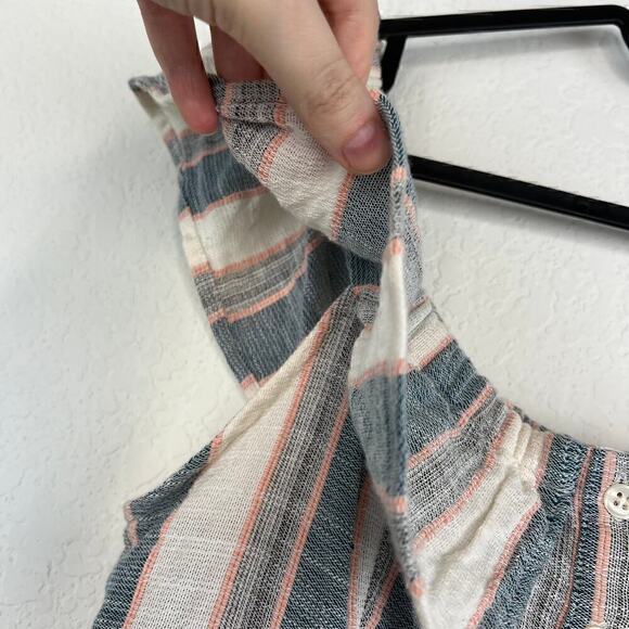 Altar'd State Striped Button Front Off the Shoulder Gauzy Crop Top Size Medium - Picture 4 of 7